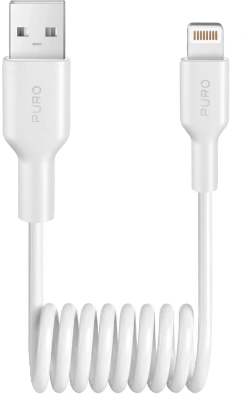 Puro 12W USB-A - Lightning Spiral Cable 1m - White