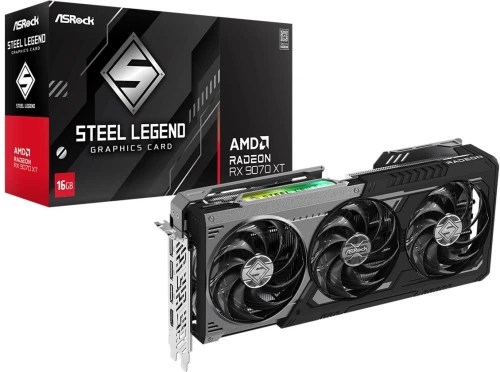 ASRock AMD Radeon™ RX 9070 XT Steel Legend Dark 16GB graphics card