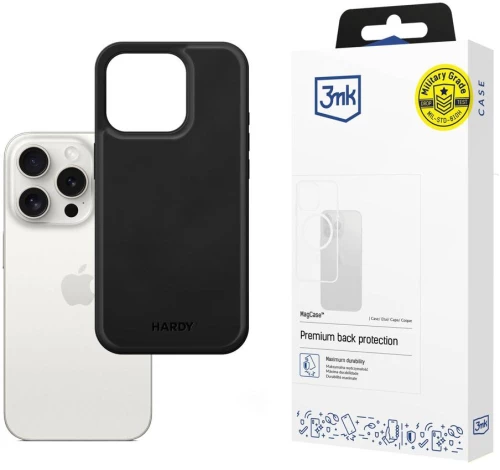 3mk Hardy Apple Silky Leather MagCase for Apple iPhone 15 Pro Max - Black