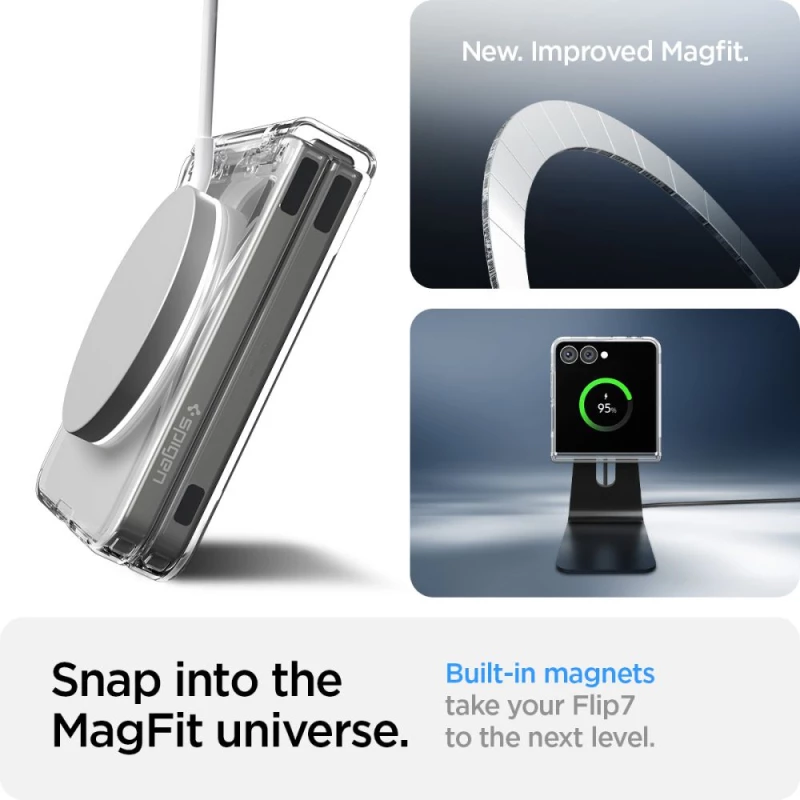 Spigen AirSkin Mag MagSafe Case for Samsung Galaxy Z Flip 7 - Clear and White