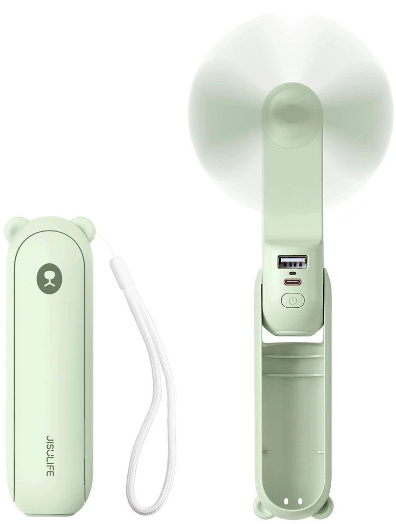 Jisulife Handheld Fan Life8 Plus Portable USB Fan with Power Bank Function 4500mAh and Flashlight - Green