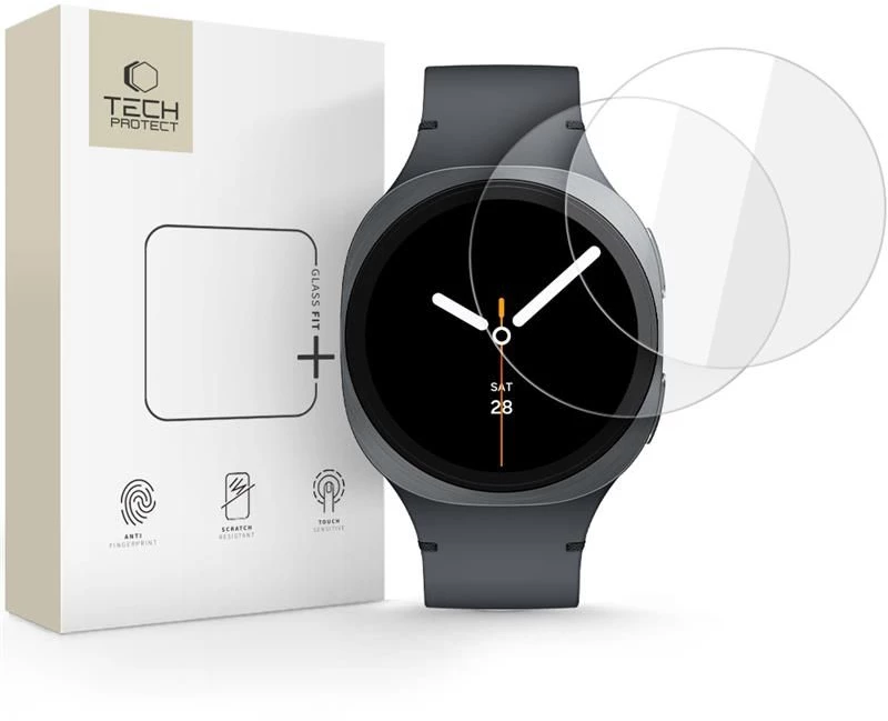 Tech-Protect Glass Fit+ 2-pack tempered glass for Samsung Galaxy Watch 8 44 mm - transparent