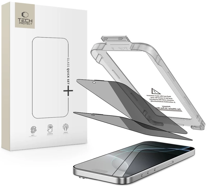 Tech-Protect Quick Set Spy+ Privacy Glass 2-pack for iPhone 16 Pro