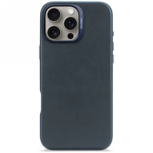 Decoded Leather Backcover MagSafe case for iPhone 16 Pro Max - navy blue