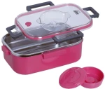 ECOLIFE ΦΑΓΗΤΟΔΟΧΕΙΟ ΟΡΘΟΓΩΝΙΟ DOUBLE WALL 850ML PINK- 33-BO-9050