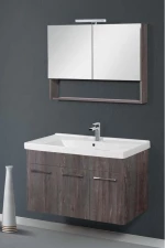 Έπιπλο Μπάνιου Cappuccino MDF Laminate Βάση, Καθρέπτης, Νιπτήρας 100cm 112