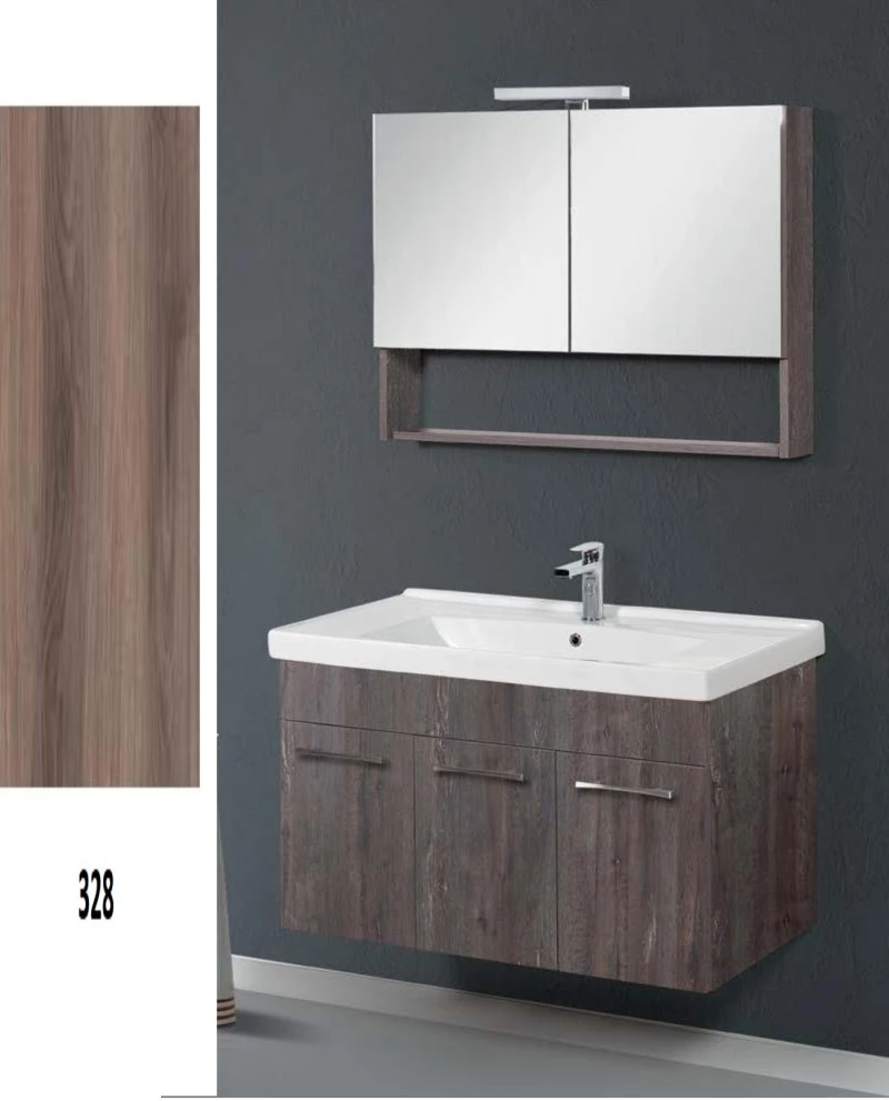 Έπιπλο Μπάνιου Cappuccino MDF Laminate Βάση, Καθρέπτης, Νιπτήρας 100cm 112