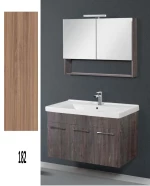 Έπιπλο Μπάνιου Cappuccino MDF Laminate Βάση, Καθρέπτης, Νιπτήρας 100cm 293