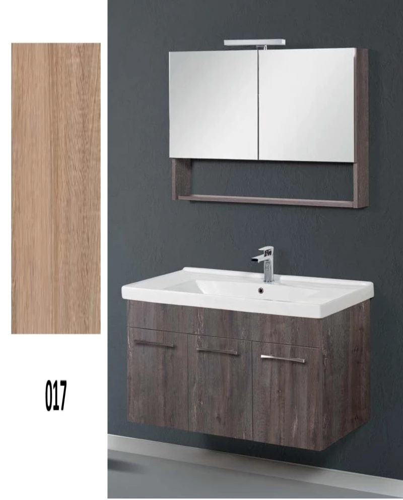 Έπιπλο Μπάνιου Cappuccino MDF Laminate Βάση, Καθρέπτης, Νιπτήρας 100cm 328