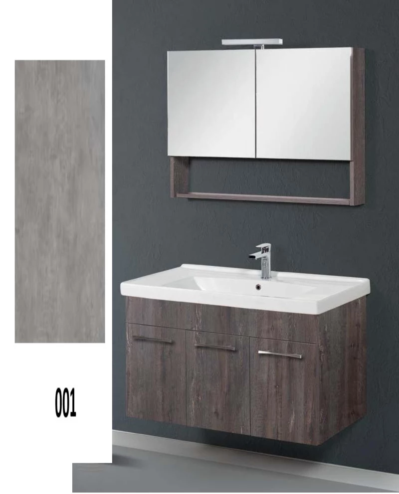 Έπιπλο Μπάνιου Cappuccino MDF Laminate Βάση, Καθρέπτης, Νιπτήρας 100cm 328