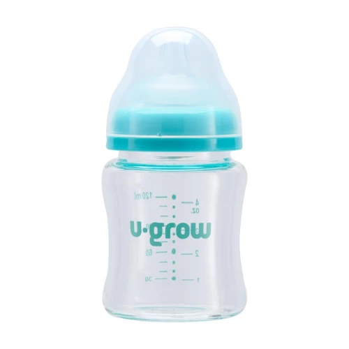 U-Grow UG0-04BS120 Γυάλινο Μπιμπερό 120 Ml + 2 Επιπλέον Θηλές
