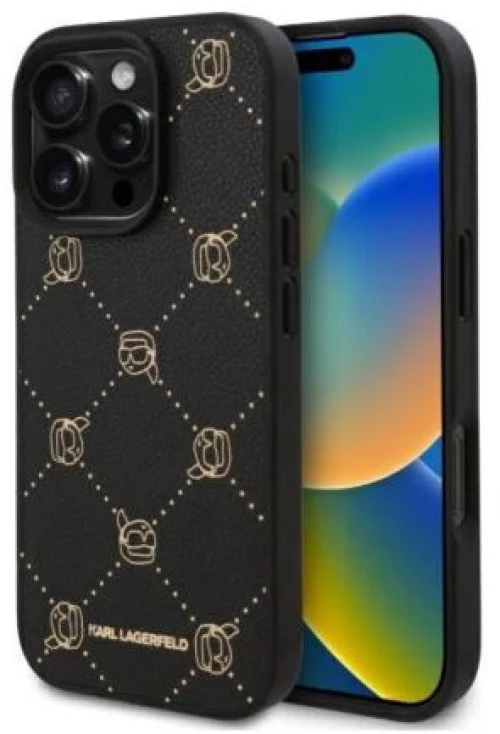 Θήκη PU Karl Lagerfeld iPhone 16 Pro Magsafe Leather Karl Head Μαύρο