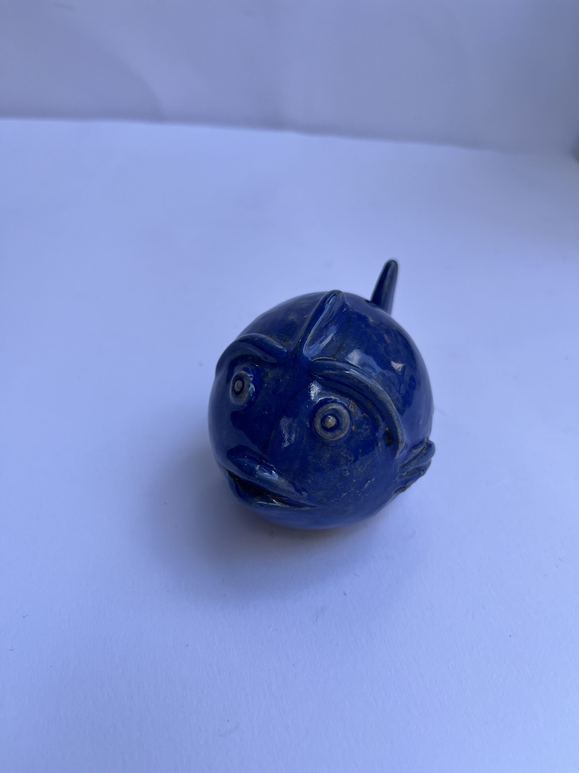 Χειροποίητο Κεραμικό Ψάρι Φούσκα-10εκ. - Μπλέ