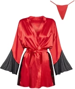 BEAUTY NIGHT FASHION SARA PEIGNOIR AND THONG RED