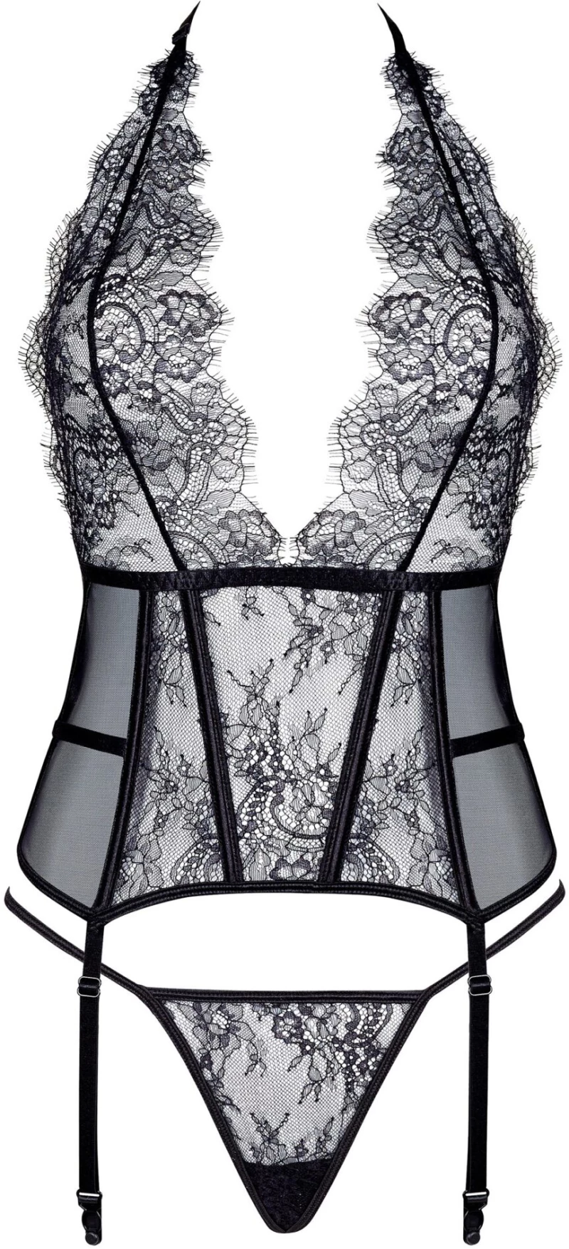 BEAUTY NIGHT FASHION CORSET AND THONG ESTERA BLACK