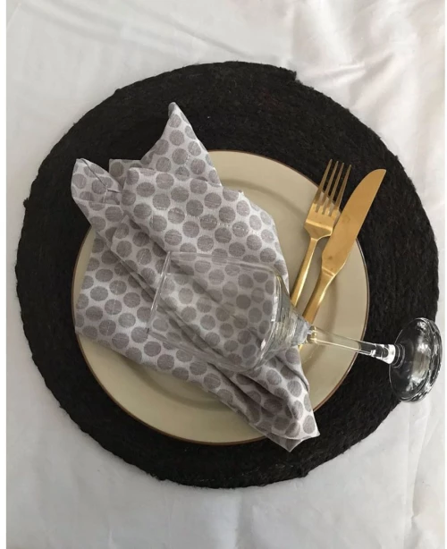 Ζακάρ Πουά Πετσέτα Φαγητού με Γαλλική Γωνία Perugia 40x40cm 40x40cm - 40x40cm - Γκρι