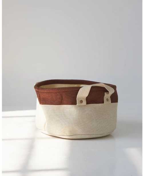 Boho Οικολογικό Λευκό Καλάθι με Σοκολά Φάσα Flynn 3 Μεγέθη Άσπρο - Μεγάλο - Άσπρο