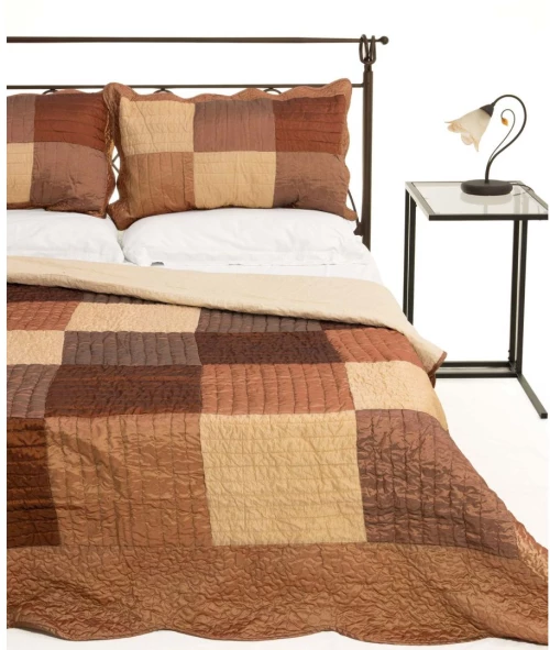 ΚΟΥΒΕΡΛΙ σετ (160cm x 220cm + 1 x 50cm x 70cm) 6155 καφέ της Silk Fashion
