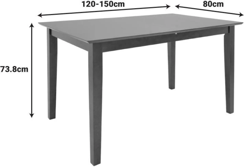 Tραπέζι Mabor επεκτεινόμενο ξύλο σε καρυδί 120-150x80x73,8εκ 150x80x73.8 εκ.