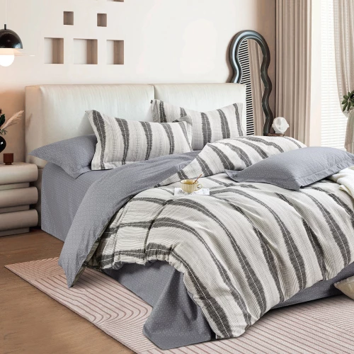 Beauty Home Σετ σεντόνια υπέρδιπλα με λάστιχο Art 12288 Adamantia 165x200+30 Εκού,Ανθρακί