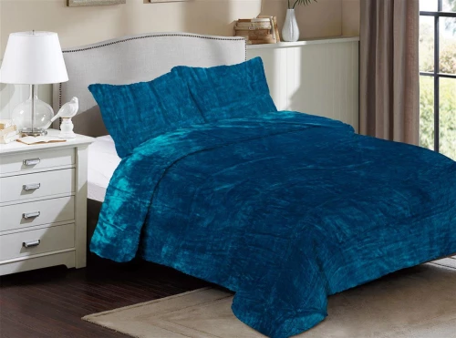 Κουβέρτα Coral Fleece Solid 03 220X240 Petrol 100% Polyester - -