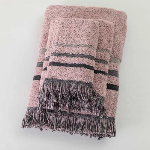 Πετσέτες Σετ 3ΤΜΧ Jill Ροζέ Ροζέ 70 x 140 / 50 x 90 / 30 x 50 cm