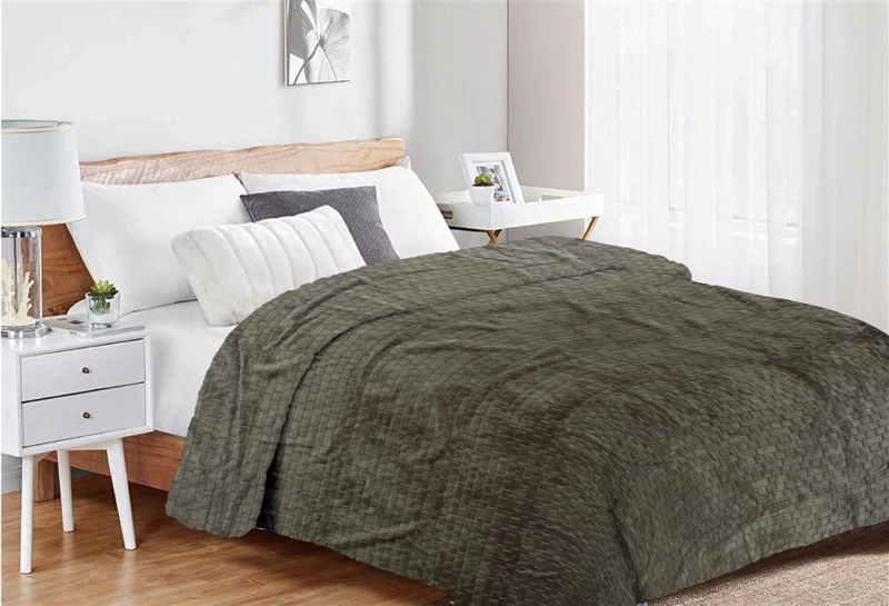 Κουβέρτα Coral Fleece Jacquard Brick 07 220X240 Olive 100% Polyester - -