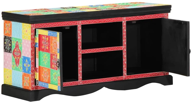 vidaXL Ντουλάπι TV Πολύχρωμο 100 x 35 x 50 εκ Μασίφ ξύλο μάνγκο