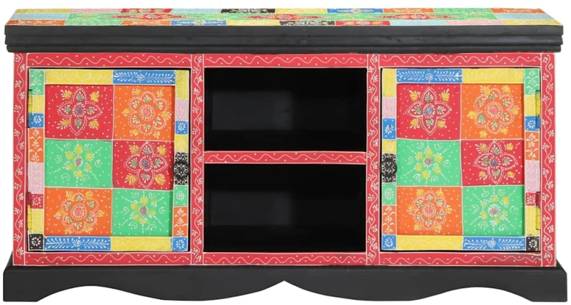 vidaXL Ντουλάπι TV Πολύχρωμο 100 x 35 x 50 εκ Μασίφ ξύλο μάνγκο
