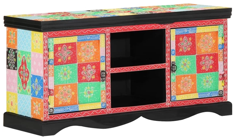 vidaXL Ντουλάπι TV Πολύχρωμο 100 x 35 x 50 εκ Μασίφ ξύλο μάνγκο