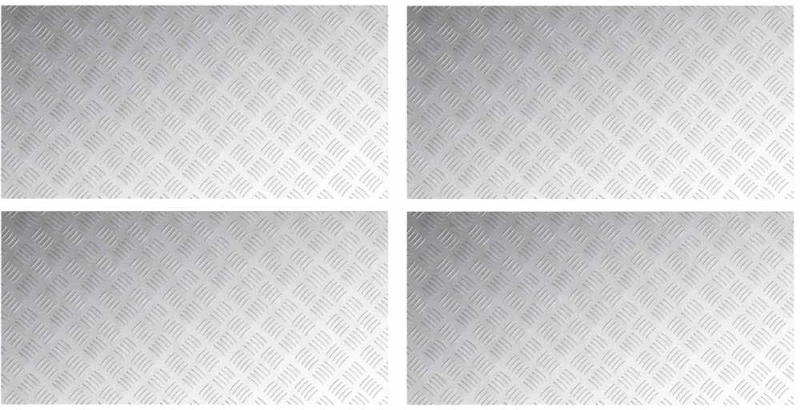 vidaXL Επιφάνειες Καρό 4 pcs Ασημί 100 x 50 cm Αλουμίνιο
