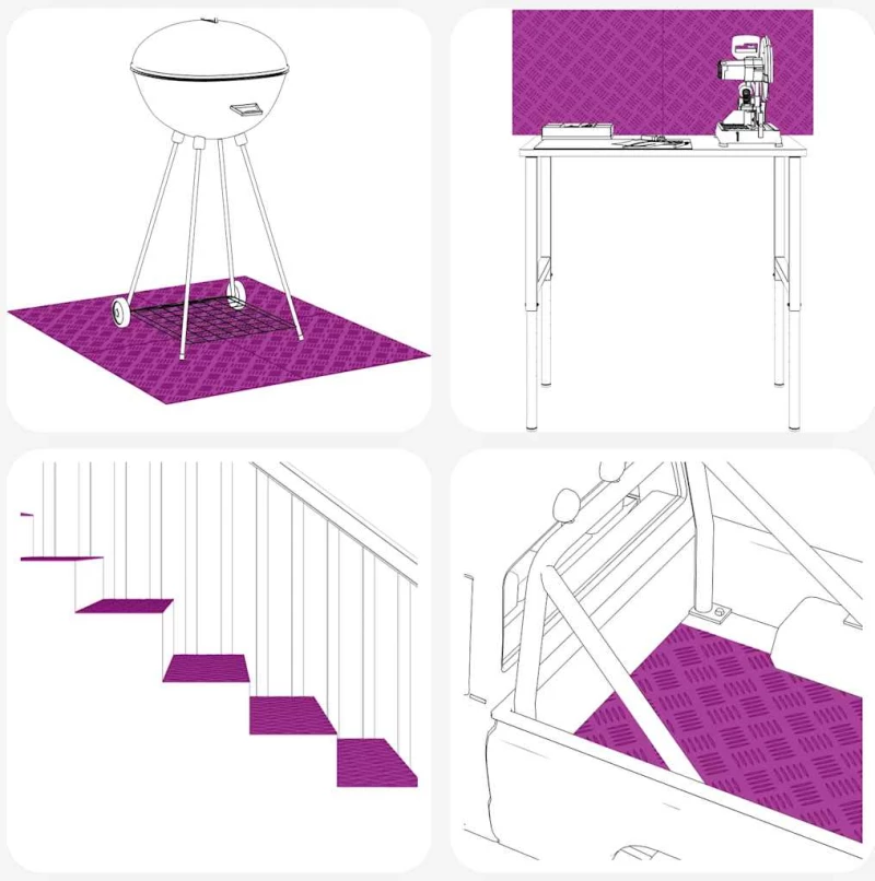 vidaXL Επιφάνειες Καρό 4 pcs Ασημί 100 x 50 cm Αλουμίνιο