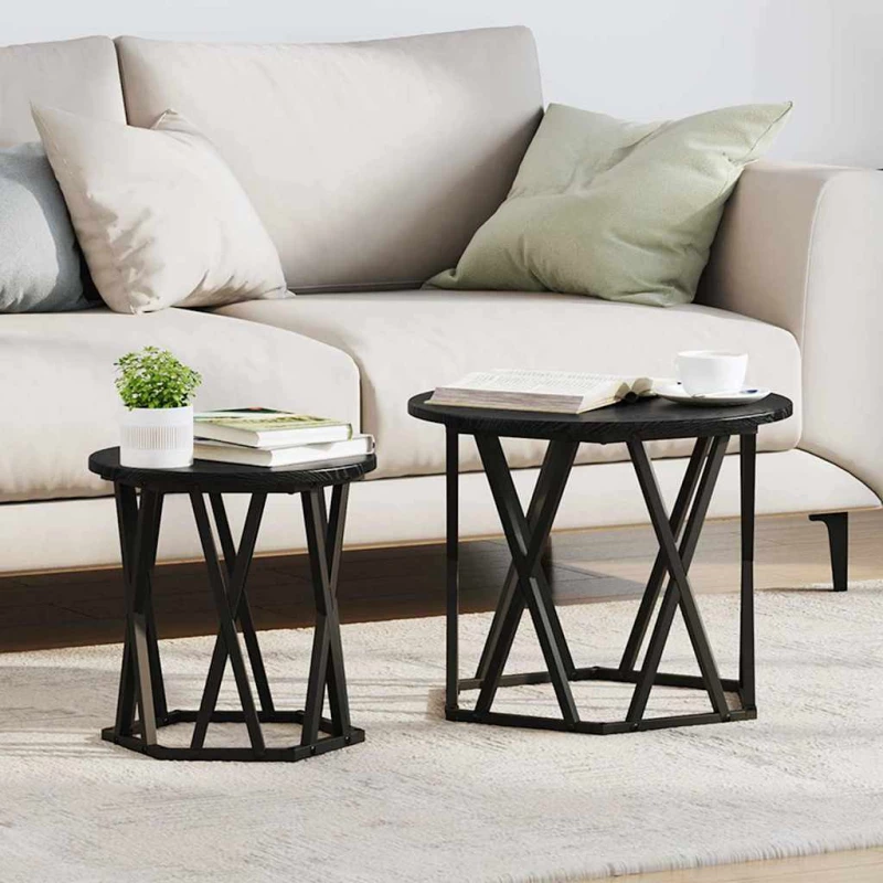 vidaXL Τραπεζάκι Πλευράς 2 pcs Μαύρη δρυς 50 x 50 x 40 cm