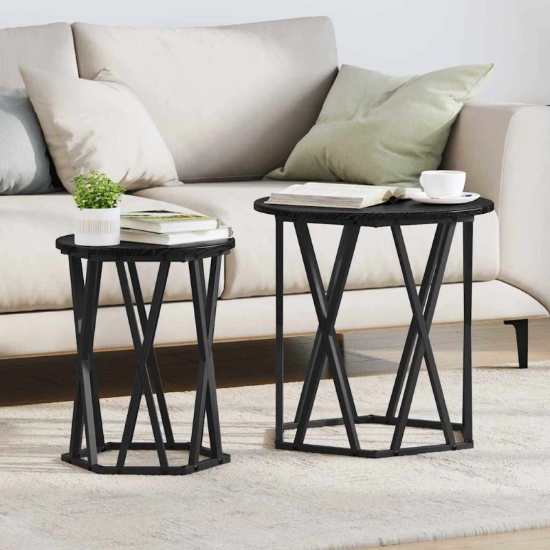 vidaXL Τραπεζάκι σαλονιού 2 pcs Μαύρη δρυς 50 x 50 x 50 cm