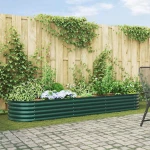 vidaXL Υπερυψωμένη Ζαρντινιέρα Πράσινο 320 x 80 x 44 cm Ατσάλι