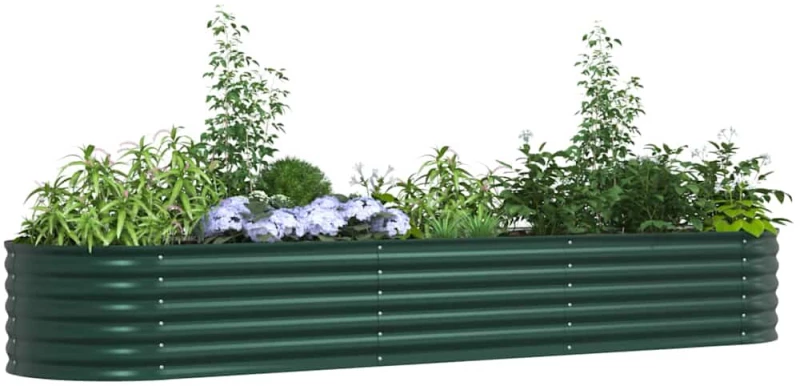 vidaXL Υπερυψωμένη Ζαρντινιέρα Πράσινο 320 x 80 x 44 cm Ατσάλι