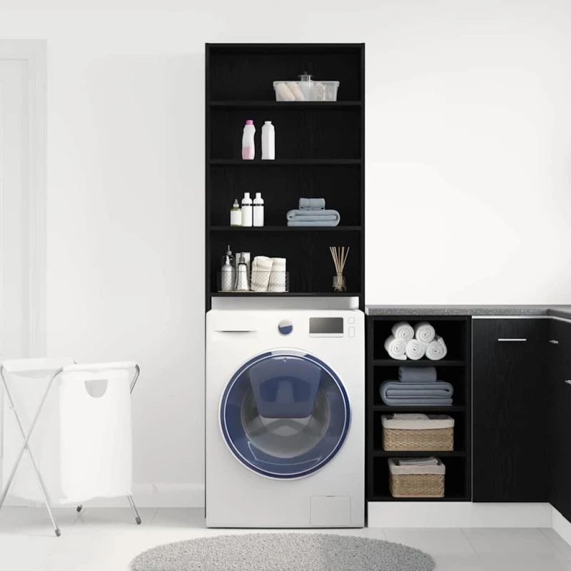 vidaXL Ντουλάπι πλυντηρίου Μαύρη Οξυά 64 x 24 x 190 εκ