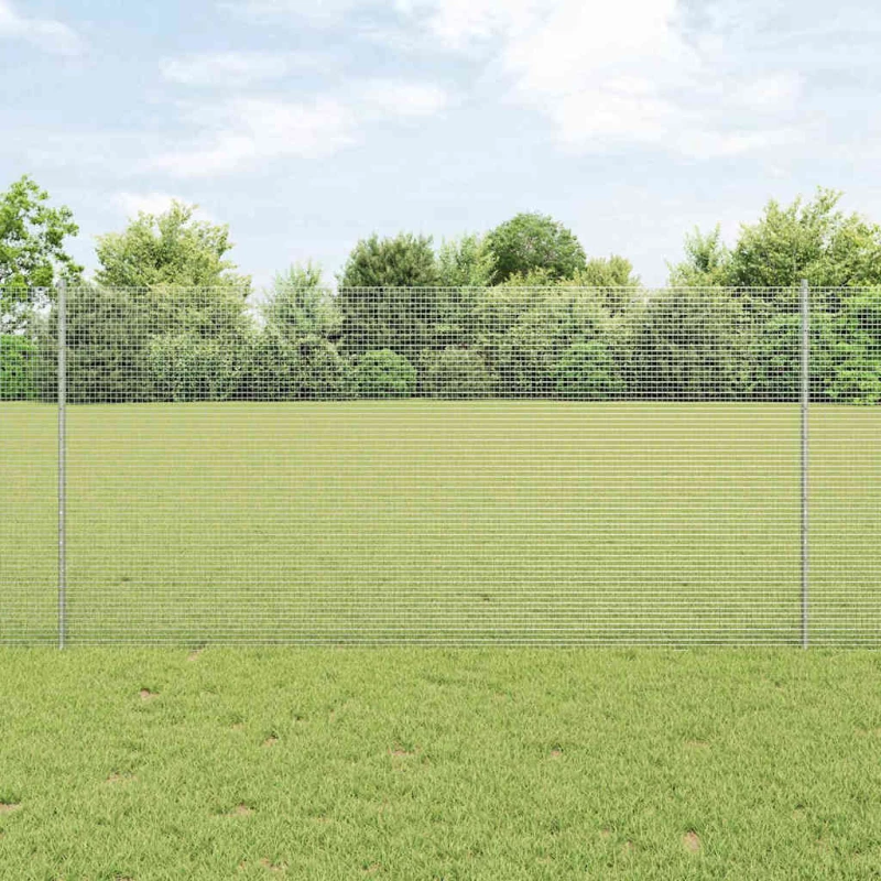 vidaXL Φράχτης με Στήλες. Ασημί 1.2 x 25 m Ατσάλι
