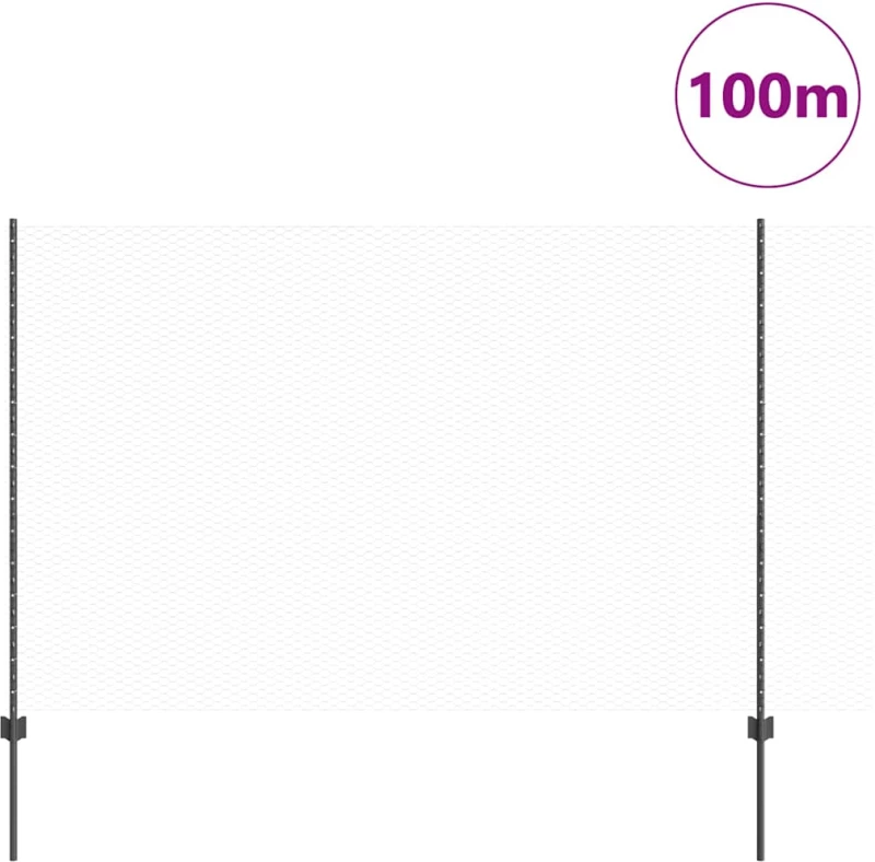 vidaXL Φράχτης με Στήλες. Γκρι 1.5 x 100 μ Ατσάλι