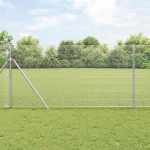 vidaXL Φράχτης με Στήλες. Ασημί 1.4 x 25 m Ατσάλι