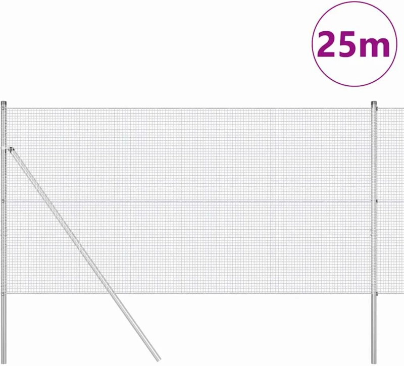 vidaXL Φράχτης με Στήλες. Ασημί 1.4 x 25 m Ατσάλι