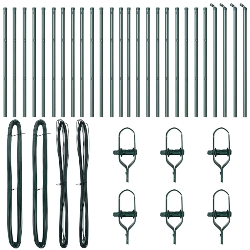 vidaXL Στύλος Περιφράξεων 26 pcs Πράσινο 3.2 x 3.2 x 120 εκ Ατσάλι