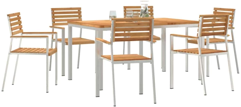 vidaXL ΣετΤραπεζαρίαςΚήπου 7 pcs Καφέ Στερεό Τικ