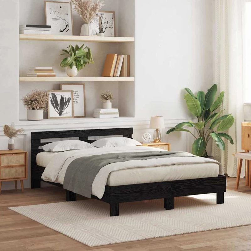 vidaXL Σκελετός Κρεβατιού Μαύρη δρυς 140 x 200 cm Επεξεργασμένο ξύλο