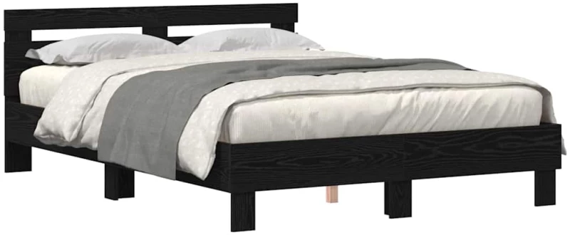 vidaXL Σκελετός Κρεβατιού Μαύρη δρυς 140 x 200 cm Επεξεργασμένο ξύλο