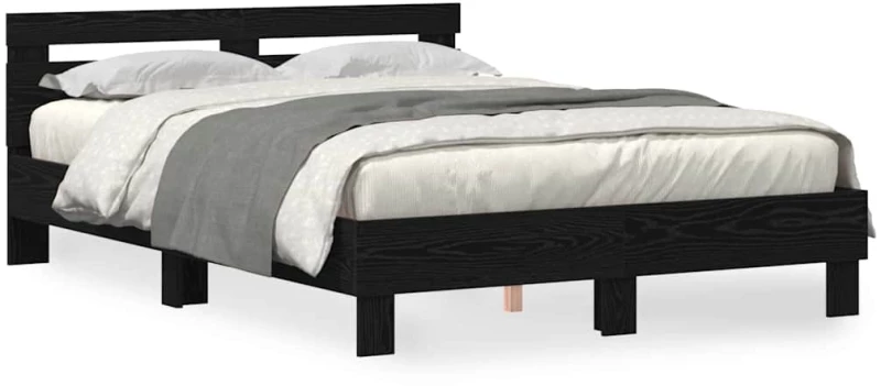 vidaXL Σκελετός Κρεβατιού Μαύρη δρυς 140 x 200 cm Επεξεργασμένο ξύλο