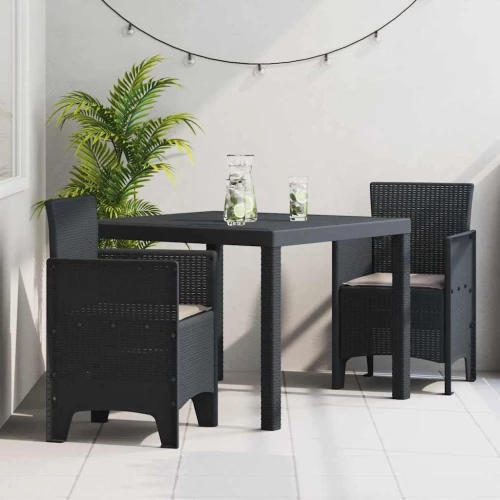 vidaXL Σέτ φαγητού για κήπο 3 pcs Ανθρακί Rattan Polt