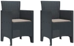 vidaXL Σέτ φαγητού για κήπο 3 pcs Ανθρακί Rattan Polt