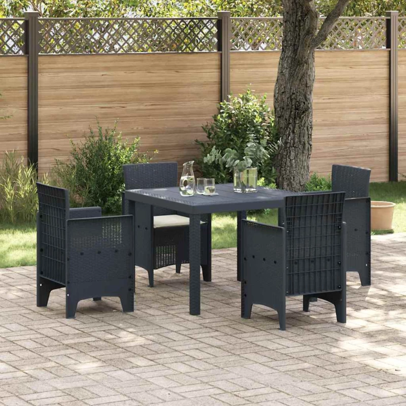 vidaXL Σέτ φαγητού για κήπο 5 pcs Ανθρακί Rattan Polt