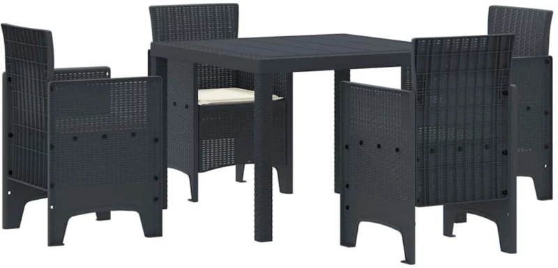 vidaXL Σέτ φαγητού για κήπο 5 pcs Ανθρακί Rattan Polt